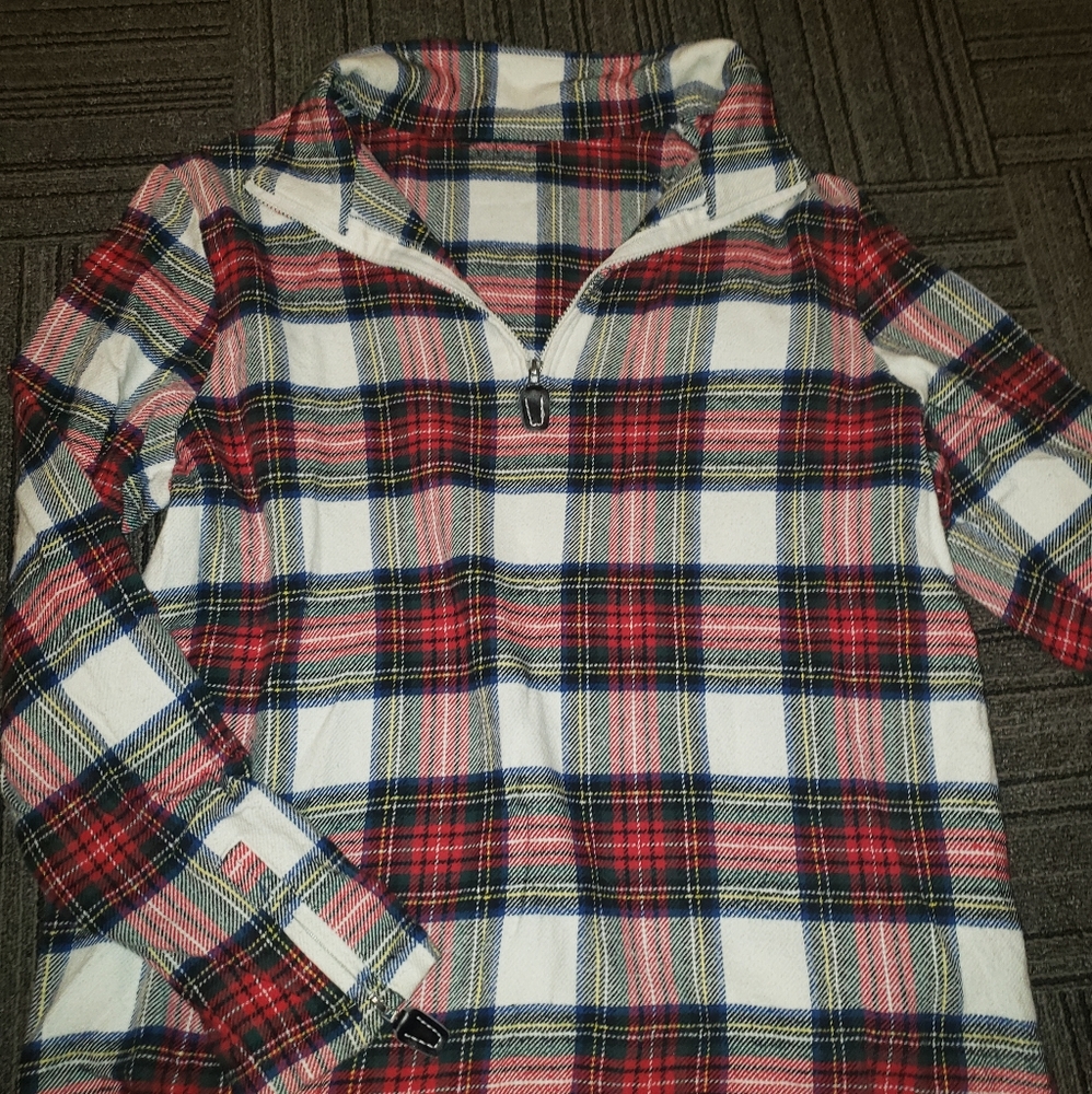 Plaid half zip long sleeve